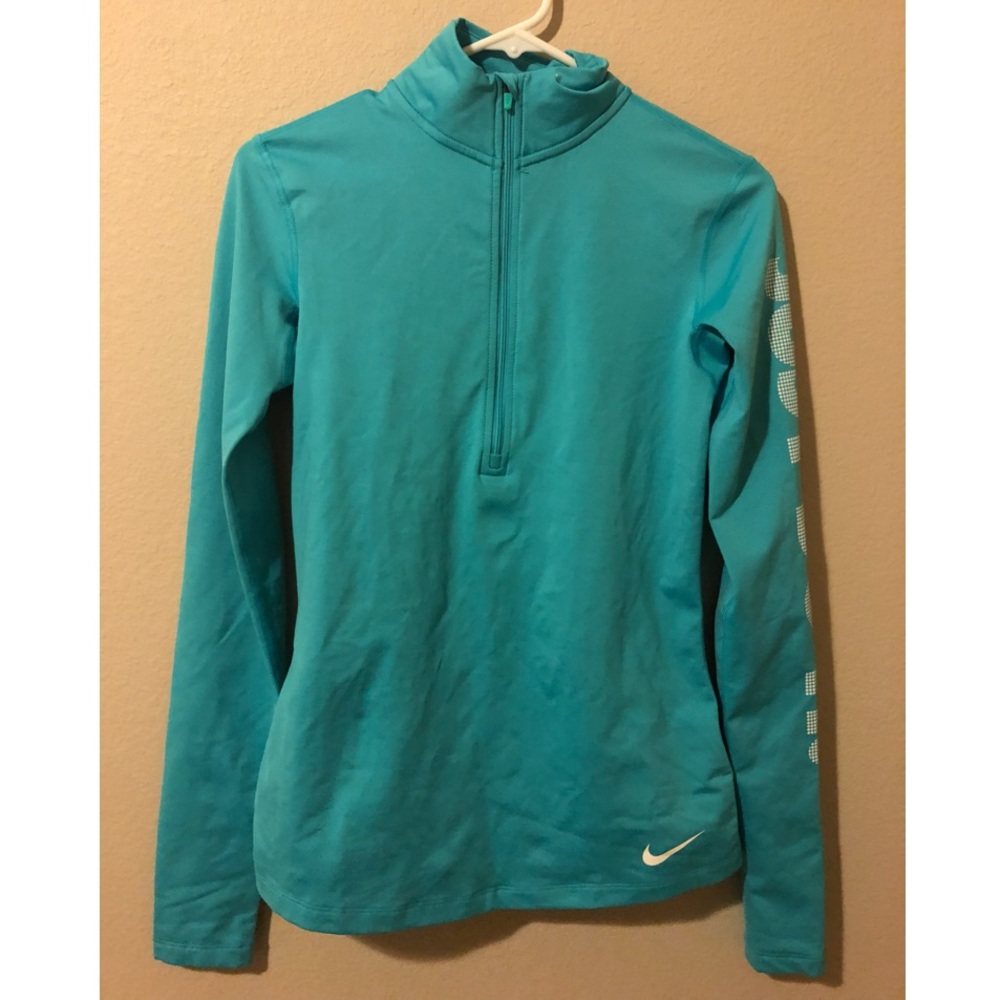 Nike Dri Fit Turquoise Half Zip Long Sleeve
